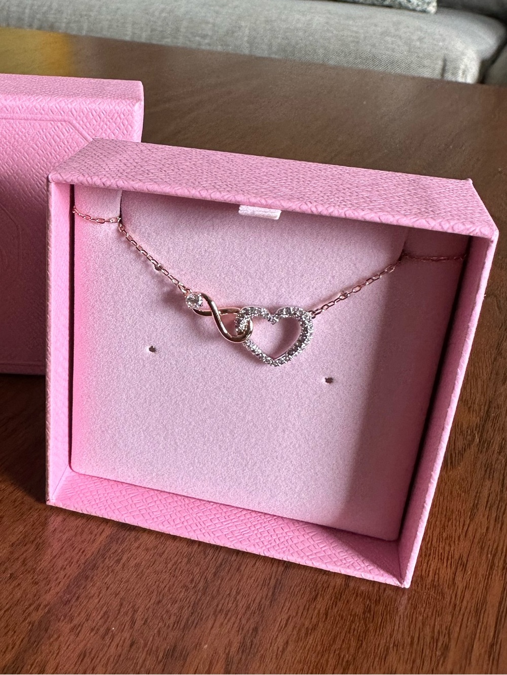 Swarovski Rose Gold Heart & Infinity Necklace - Women Jewelry